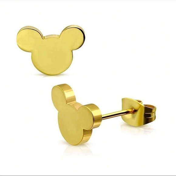 Gold Mickey Mouse Stud Earrings - Picture 1 of 3
